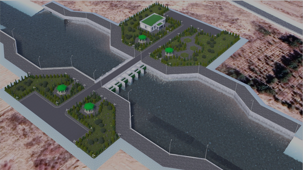 Regulating control structure at the 793rd kilometer of the Karakum Canal in Turkmenistan